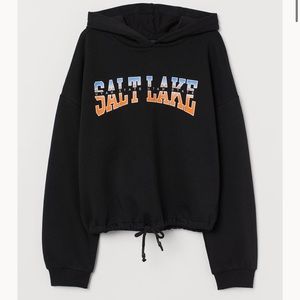 Black H&M Salt Lake Hoodie With Drawstring Hem